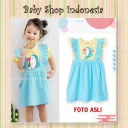 PD605 Dress Anak Import Rok Anak Kasual Yellow Blue Parrot  large